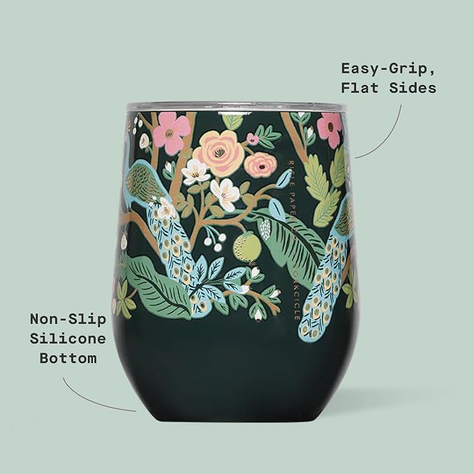 Corkcicle Stemless Insulated Wine Glass Tumbler - Keeps Beverages Cold 6 Hrs Hot 3 Hrs - Stainless Steel - Easy-Grip - Gift for Mom - Great for Mother's Day or Christmas - 12 oz - Peacock Blue - Image 4
