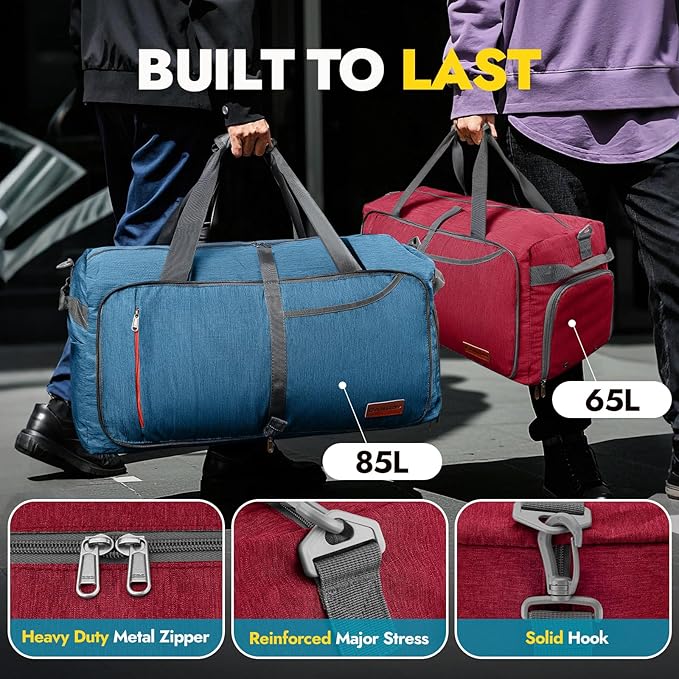 Canway 65L Travel Duffel Bag, Foldable Weekender Bag - Image 5
