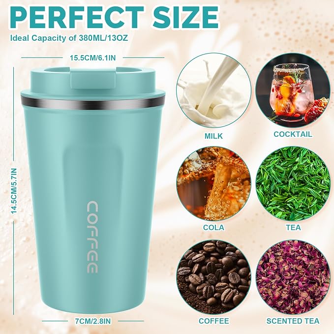 CS COSDDI 12 oz Stainless Steel Vacuum Insulated Tumbler - Coffee Travel Mug Spill Proof with Lid - Coffee Cups for Keep Hot/Ice Coffee,Tea and Beer - Image 2