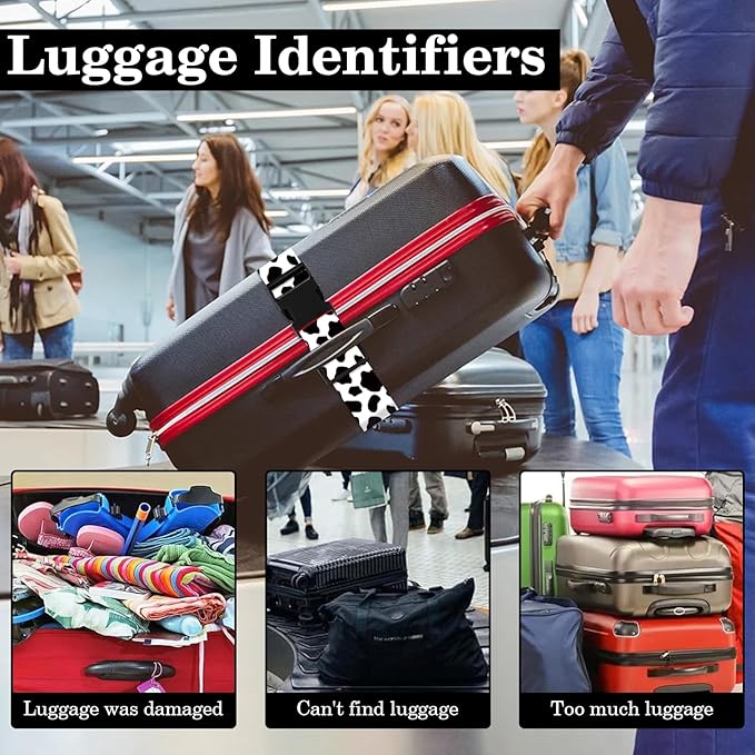 Cow Print Luggage Straps for Suitcases TSA Approved, Luggage Identifiers for - Image 6