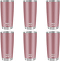 WETOWETO 20oz Tumbler, Stainless Steel Vacuum Insulated Coffee Travel Mug, Double Wall Powder Coated Insulated Coffee Mug Travel Mug with Lid Thermal Cup for Outdoor, Rose Gold, 6 Pack by Wetoweto