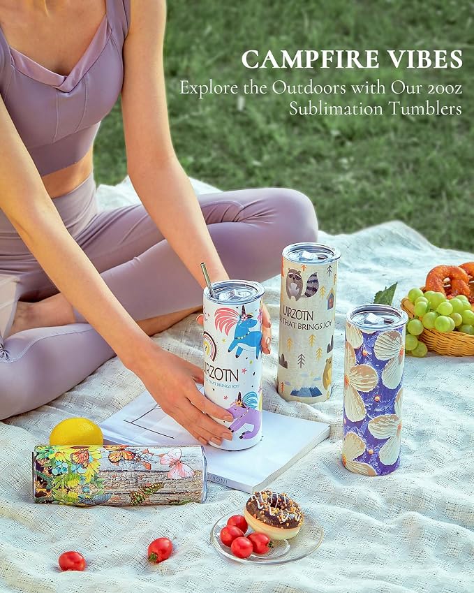 25 Pack 20oz Sublimation Tumbler Blanks Skinny Straight in Bulk, Stainless Steel Insulated Sublimation Tumbler with Polymer Coating for Heat Transfer, with Lid, Straw, Ribbon, Gift Box - Image 5