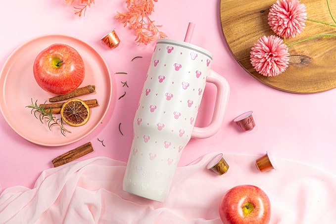 Zak Designs Disney Sutton Travel Tumbler for On the Go or At Home, 40oz Stainless Steel with Vacuum Insulation, Silicone Straw, Carry Handle, and 3D Artwork for Cold Drinks (Minnie Mouse) - Image 12