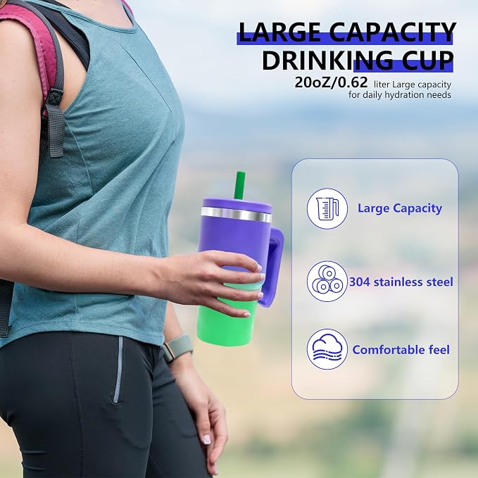 20-OZ Insulated Water Bottle,Insulated Stainless Steel Tumbler,Reusable Cold Drink Thermos,BPA-Free, Double-Wall Stainless Steel Water Bottle (Purple Green Gradient, 20, Fluid Ounces) - Image 4