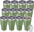 30 oz Tumbler with Lid Stainless Steel Tumblers Bulk Vacuum Insulated Cup Reusable Powder Coated Travel Mug Double Wall Leak Proof Cups Keep Cold Drinks for 12 Hours Army Green, Set of 12 by CoolYoleb