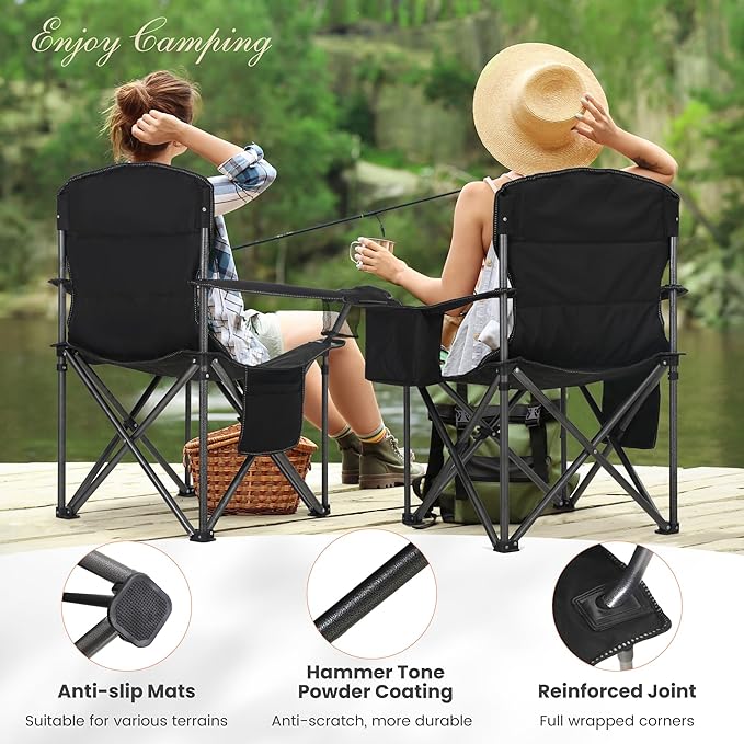 HIGH POINT SPORTS Oversized Portable Camping Folding Chair, Heavy Duty Foldable - Image 3