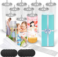 D·S 10 Pack Sublimation Tumblers Bulk 20 oz Skinny Straight Flat Bottom Blank Tumbler Cups with Individual Gift Boxed for Heat Transfer DIY Craft by D%C2%B7STUMBLER