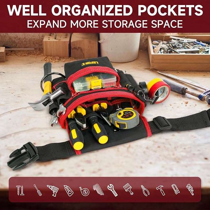 Tool Belt, Magnetic Tool Pouch, 14-Pockets Tool Belts - Image 5