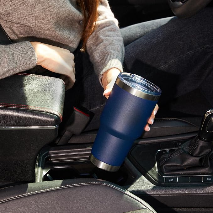 MEWAY 30oz Tumbler Double Wall Vacuum Insulated Travel Mug, Stainless Steel Tumbler with Lid, Durable Powder Coated Insulated Coffee Cup for Cold & Hot Drinks (Navy,1 PACK) - Image 7