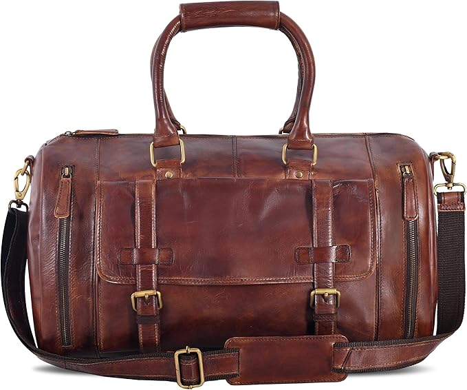 Genuine Leather Duffle Bag for Men | Vintage Weekender Travel Bag | Overnight by OakLeathers