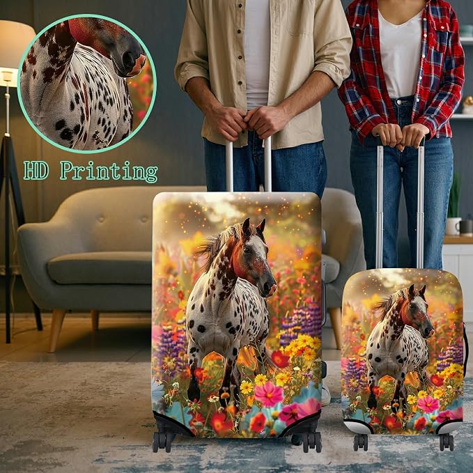 Luggage Cover + Tag, Spotted Horse Garden Travel Suitcase Protector - Image 6