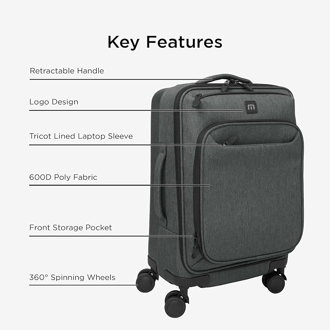 TravisMathew Quad Carry-On Spinner TMB400, Graphite Heather - Image 3