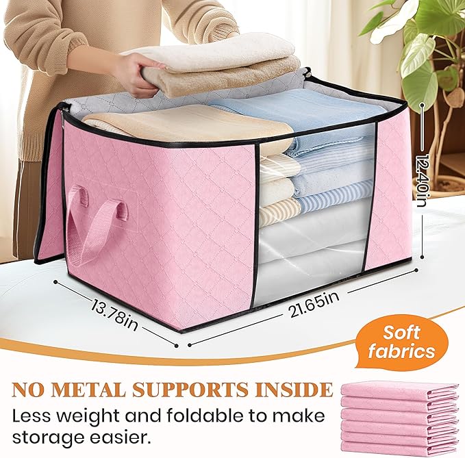Fab totes 10 Pack Clothes Storage, Foldable Thick Fabric Blanket Storage Bags - Image 2
