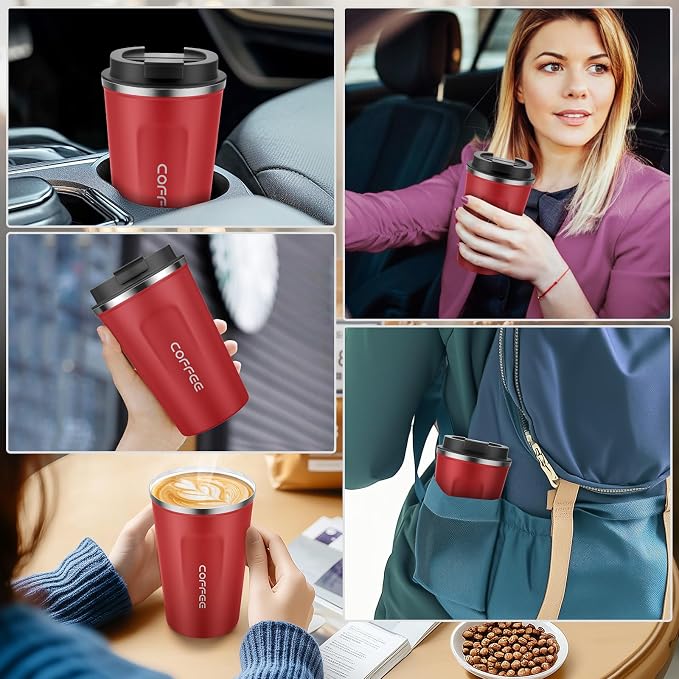 MOMSIV 12oz Travel Mug, Insulated Coffee Cup with Leakproof Lid, Vacuum Stainless Steel Double Walled Reusable Tumbler for Hot and Cold Water Coffee and Tea In Travel and Car - Image 7