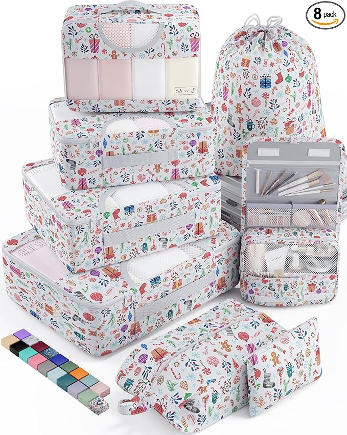 Veken 8 Set Packing Cubes for Travel Kids, Beach Vacation Essentials by Veken
