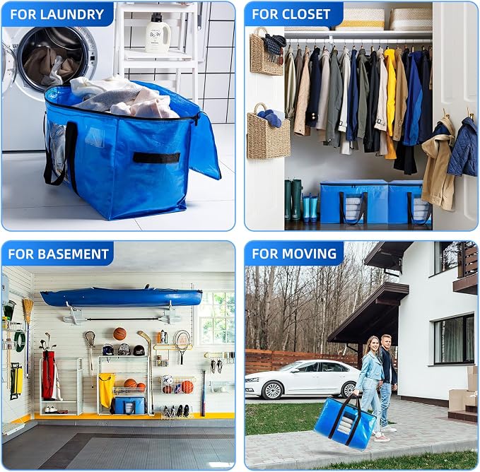 TAILI Extra Large Moving Bags, 8 Pack Blue Heavy Duty Totes - Image 7
