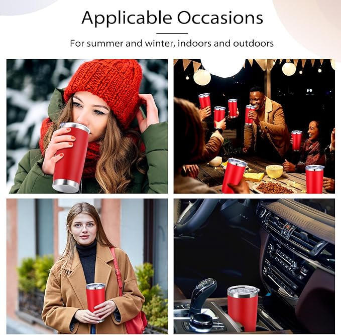 Sieral 36 Pack Stainless Steel Tumblers Bulk with Lids Double Wall Vacuum Insulated Coffee Cups Blank leakproof Powder Coated Tumblers for Engraving Wedding Graduation Party Favors(20 oz,Red) - Image 5