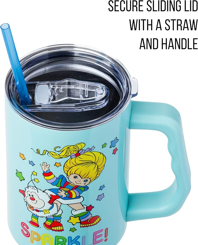 Silver Buffalo Rainbow Brite and Twink Sparkle Stainless Steel Tumbler with Handle and Straw, Fits in Standard Cup Holder, 40 Ounces (Pack of 12) - Image 2