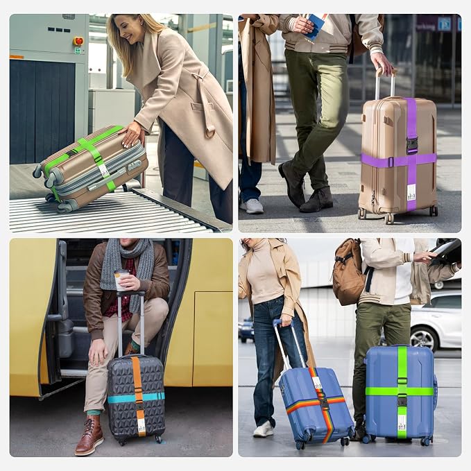 BILIONE Luggage Straps 88 inch Adjustable Suitcase Belt, Lockable Against - Image 5