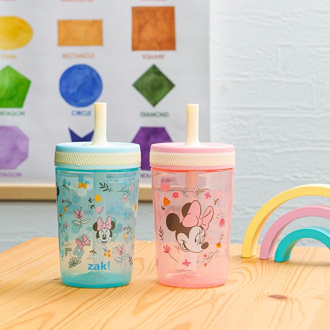 Zak Designs Disney Minnie Mouse Kelso Toddler Cups For Travel or At Home, 15oz 2-Pack Durable Plastic Sippy Cups With Leak-Proof Design is Perfect For Kids (Minnie Mouse) - Image 3