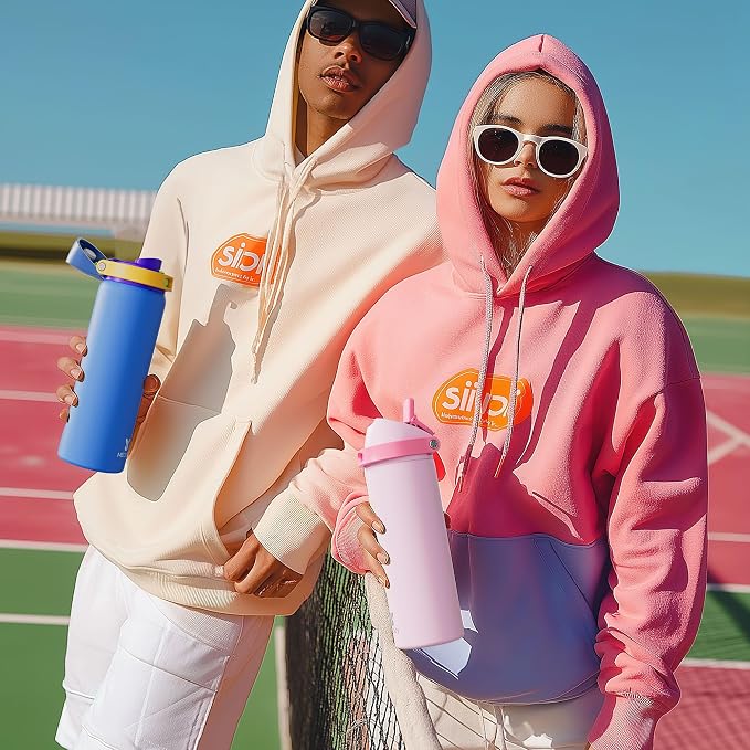 40 oz Insulated Water Bottle with Straw: Meoky Stainless Steel Metal Water Bottle with 2-in-1 Lid - Leak Proof, Cold for 24 Hours, Protective Silicone Base, BPA-Free for Sports Gym, Cream - Image 9