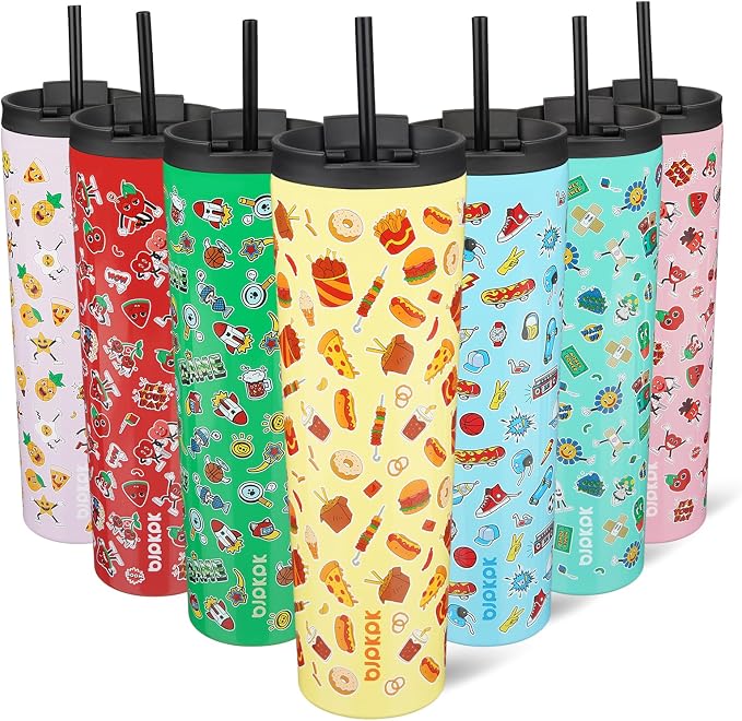 BJPKPK 34oz Skinny Tumbler With lid And Straw Stainless Steel Travel Coffee Mug Insulated Tumblers Cups,Yummy by BJPKPK