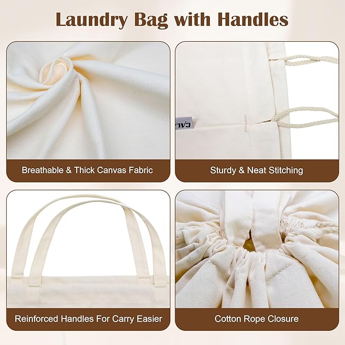 Canvas Laundry Bag 33"x 35", Thick Cotton Laundry Bag - Image 5