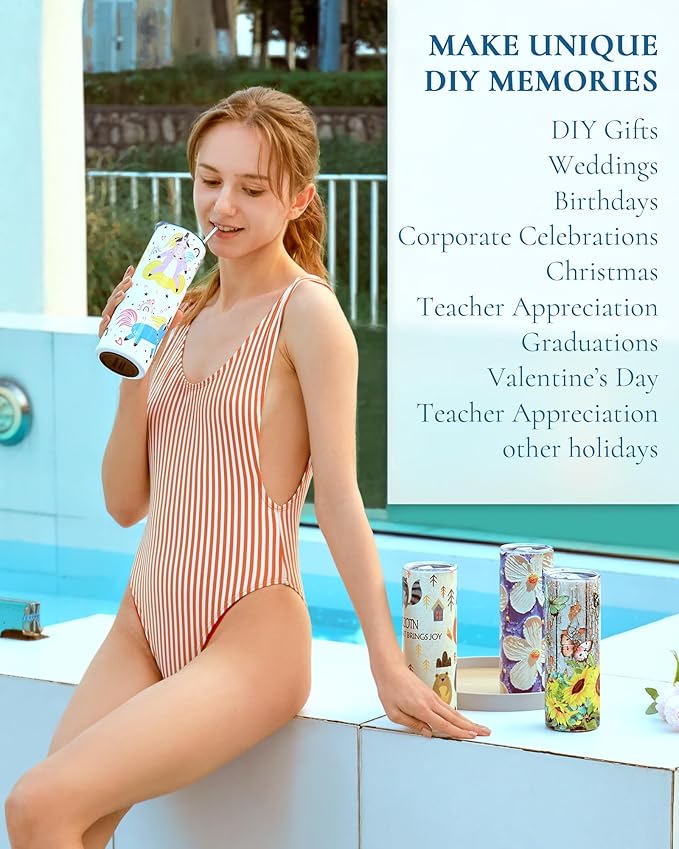 50 Pack 20oz Sublimation Tumbler Blanks Skinny Straight in Bulk, Stainless Steel Insulated Sublimation Tumbler with Polymer Coating for Heat Transfer, With Lid, Straw, ribbon, Gift box - Image 6