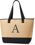 KALIDI Woven Tote Bag for Women, Lightweigh Monogram Beach Bag by KALIDI