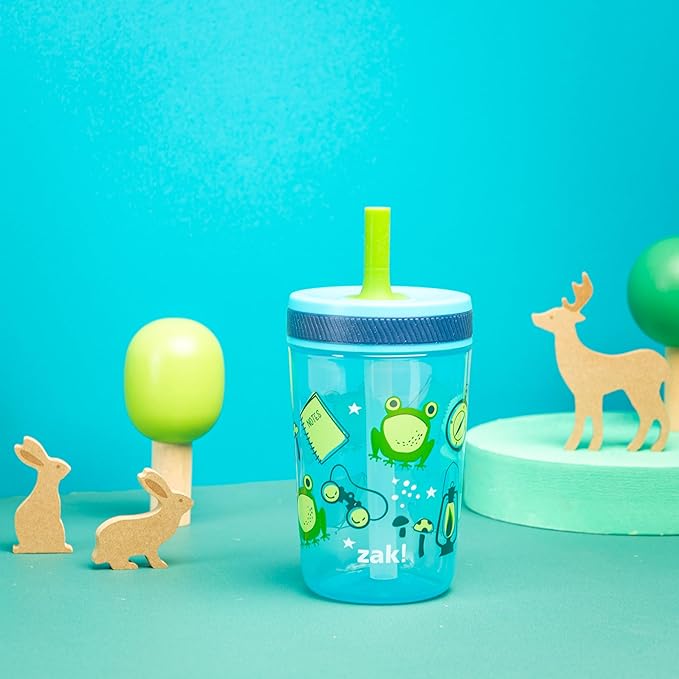 Zak Designs Kelso 15 oz Tumbler 2pc Set, (Campout) Leak-Proof Screw-On Lid with Straw Made of Durable Plastic and Silicone, Perfect Cup Bundle for Kids - Image 2