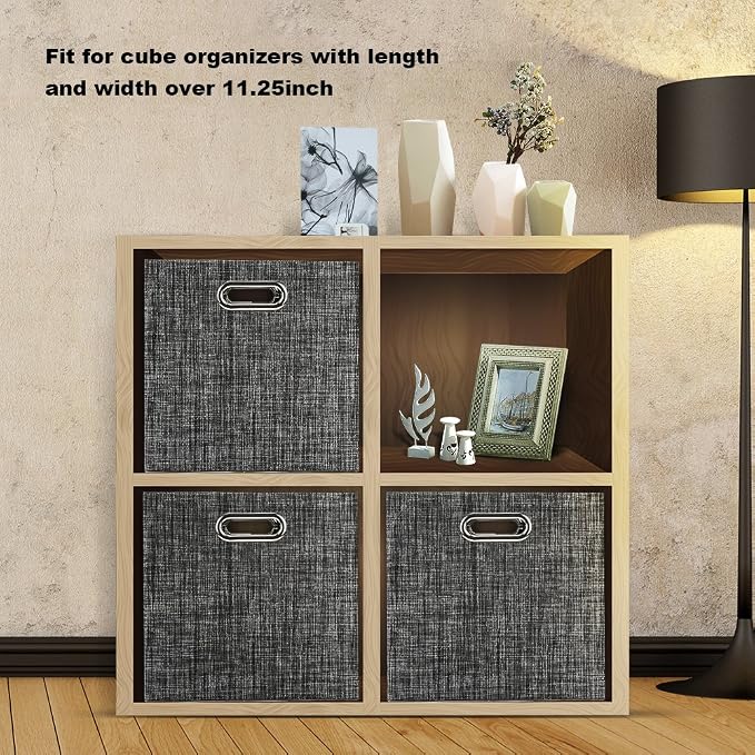 Posprica Collapsible Storage Cubes, 11×11 Heavy Duty Fabric Stroage Basket Bins - Image 4