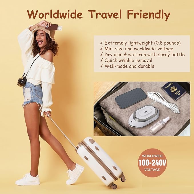 Newbealer Travel Iron with Global Voltage, 100-240V Mini Dry Iron - Image 2