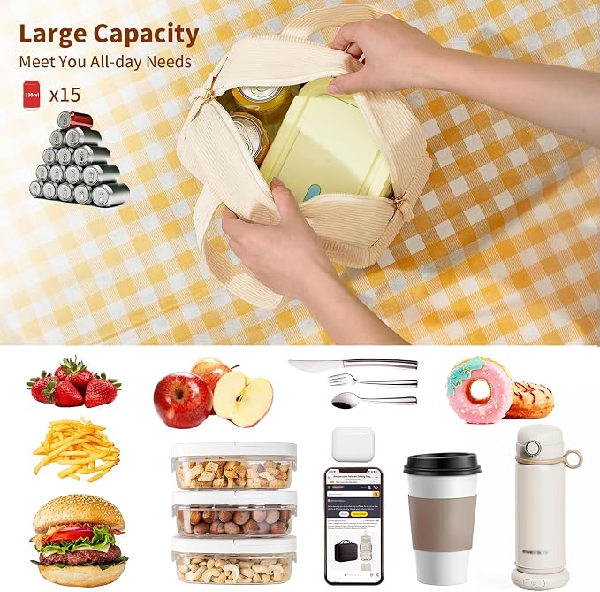 Insulated Lunch Bag for Women, 6-Hour Cold Retention Cooler Tote - Image 5