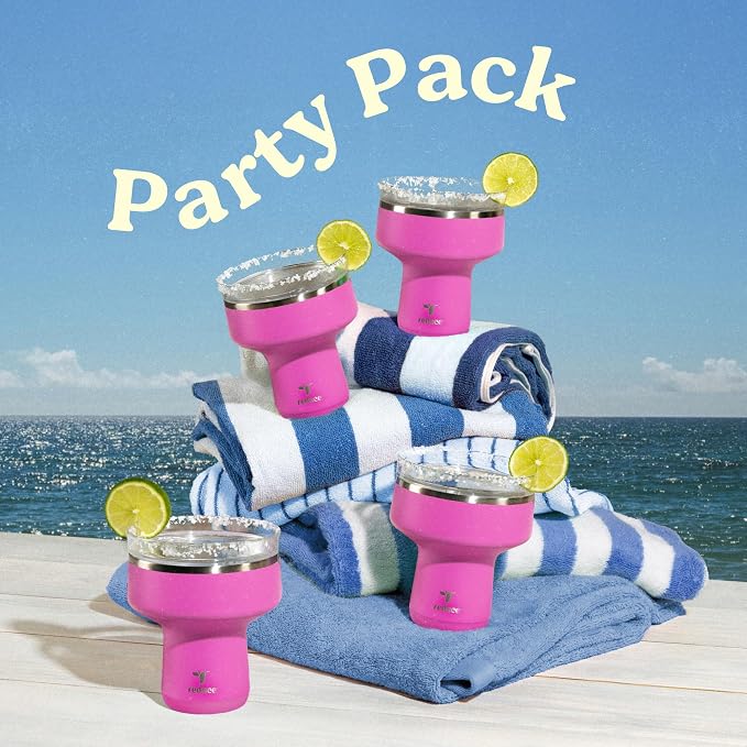 REDUCE Saltini 16oz Cocktail Tumbler - Insulated Margarita Tumbler with Lid-Keeps Drinks Cold for 10 Hours-360 Sippable Martini Glass Alternative-Shatterproof Perfect for Parties-Sunset Fuchsia-4 Pack - Image 5