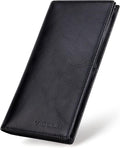 VISOUL Mens Leather Long Checkbook Bifold Wallets by VISOUL