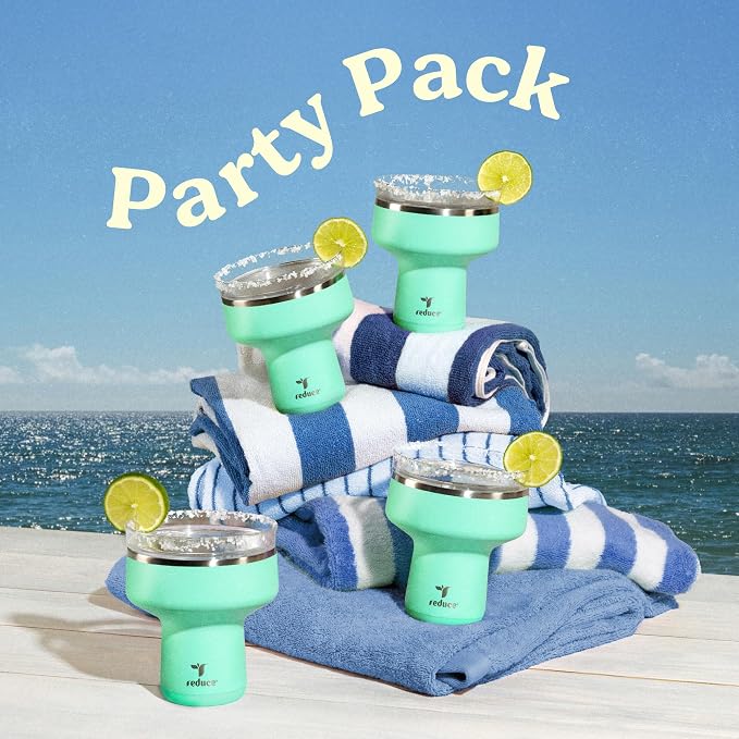 REDUCE Saltini 16oz Cocktail Tumbler - Insulated Margarita Tumbler with Lid - Keeps Drinks Cold for 10 Hours-360 Sippable Martini Glass Alternative-Shatterproof Perfect for Parties- Saltwater - 4 Pack - Image 5
