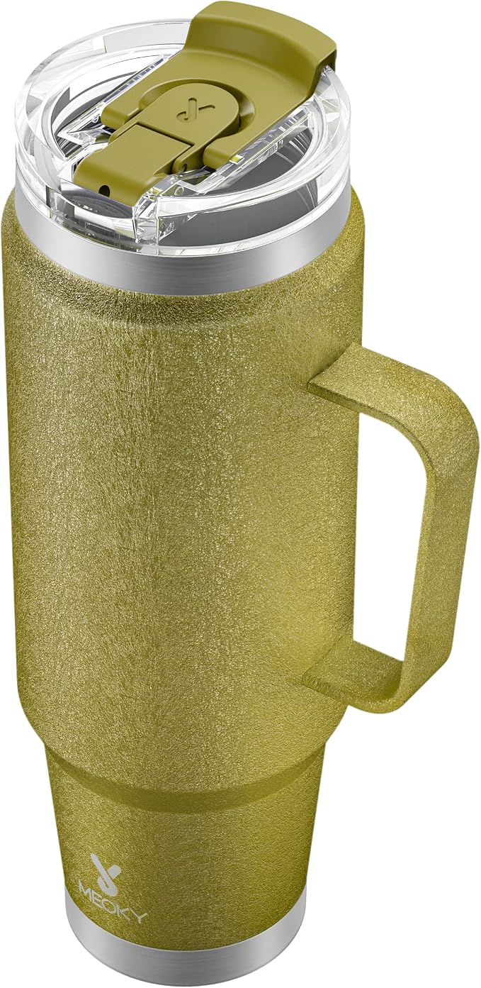 Meoky 40oz Tumbler with Handle, Stainless Steel Travel Mug with 2-in-1 Straw and Sip Lid, Vacuum Insulated Coffee Mug, 100% Leak Proof, Keeps Cold for 34 Hours or Hot for 10 Hours (Forest) by MEOKY