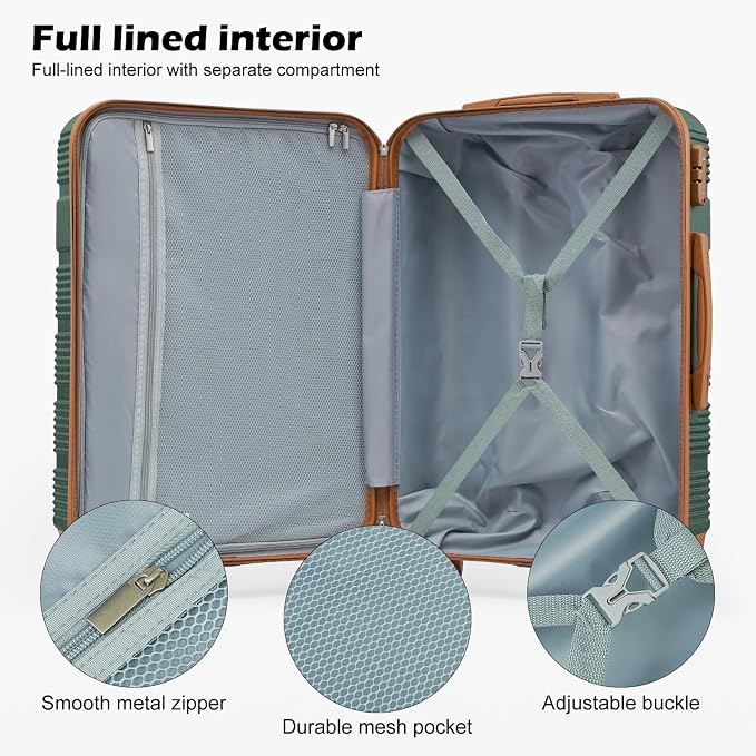 LONG VACATION 3 Piece Carry On Luggage 20 Inch Suitcase - Image 4