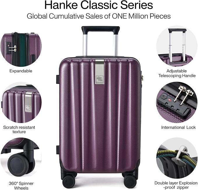 Hanke 20 Inch Expandable Carry on Luggage 22x14x9 Airline Approved Lightweight - Image 4