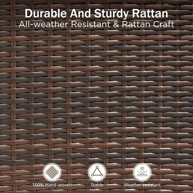 PHI VILLA 4 Pieces Patio Cushioned Rattan Chairs, Outdoor Modern PE Wicker - Image 4