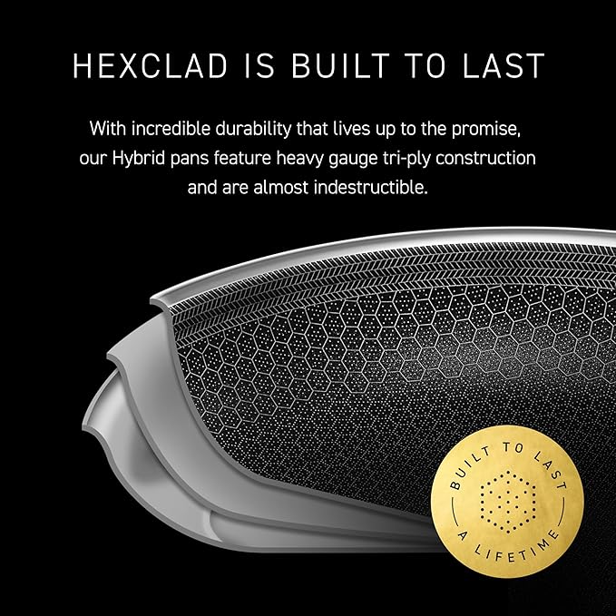 HexClad Hybrid Nonstick 12-Inch Frying Pan, Stay-Cool Handle, - Image 5