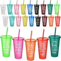 Havawish 24 Pcs Mothers Day Christian Tumbler Gift Bulk Religious Inspirational 24 oz Drinking Jesus Cup with Lid Straw Bible Verse Plastic Cup for Church Father Teacher First Communion (Colour) by Havawish