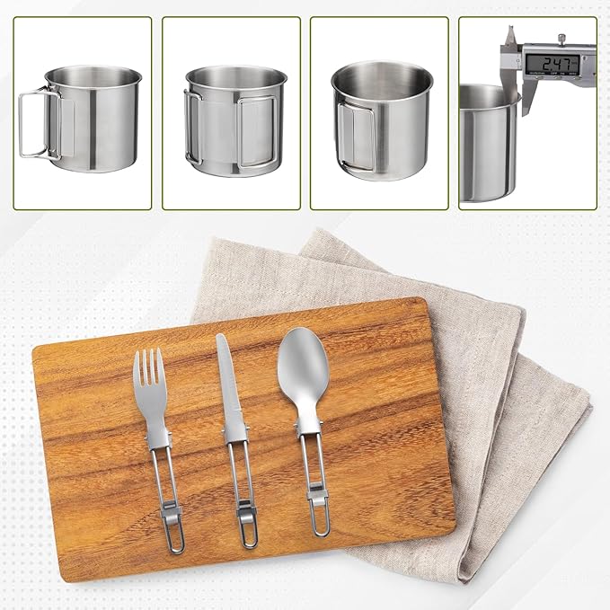 Camping Cookware Kit Backpacking, 0.33Gal Pots and 0.17Gal Pans Set, 0.08Gal - Image 4