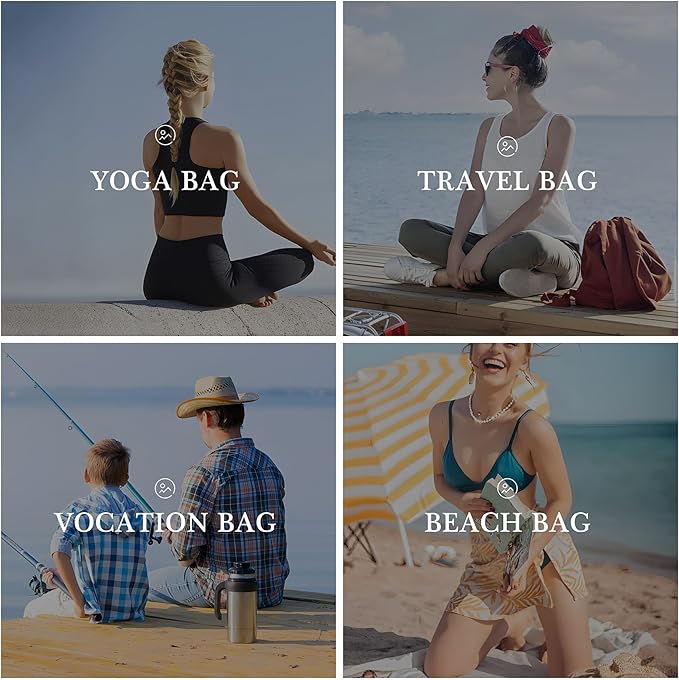 YOOLIFE Initial Canvas Waterproof Beach Tote Bag Zipper Personalized Gifts - Image 3