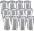 20 oz Tumbler with Lid Stainless Steel Insulated Tumblers Bulk Double Wall Vacuum Cups Powder Coated Travel Mug Keep Drinks Cold and Hot, Stainless Steel, 12 Pack by Orebigo