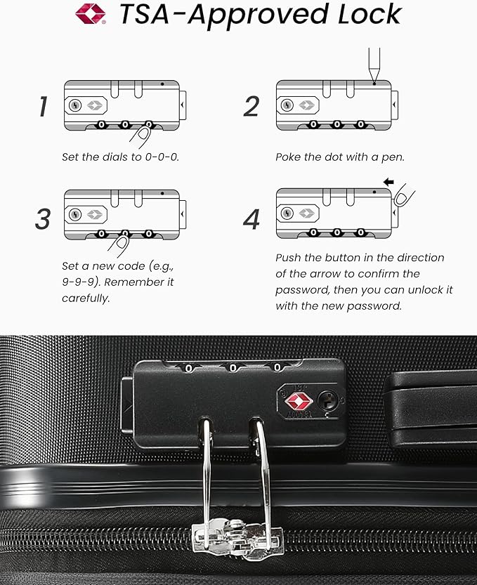 28 Inch Luggage, Expandable Hardside Large Checked Suitcases - Image 5