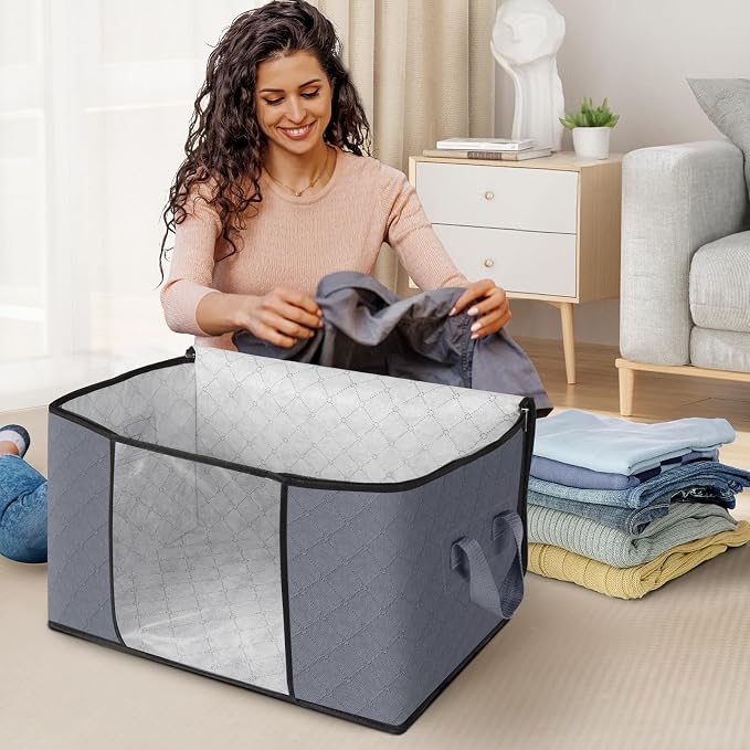 Fab totes 3-Pack Clothes Storage, Foldable Blanket Storage Bags, Containers - Image 3