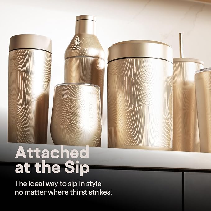 Corkcicle Cold Cup Insulated Tumbler with Straw - Keeps Drinks Cold for 12 Hours - Triple-Insulated Stainless Steel - Leak-Resistant Lid - Summer Drinkware Gift - 24 oz - Champagne Dreams - Image 6