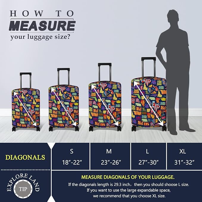 Explore Land Travel Luggage Cover Suitcase Protector Fits 27-30 Inch Case - Image 5