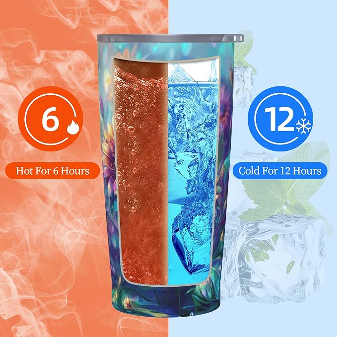 Sunflower Tumbler with Lid and Straw 20oz Vacuum Insulated Coffee Cup Stainless Steel Tumblers Leakproof Travel Mug Present for Women Men - Image 6